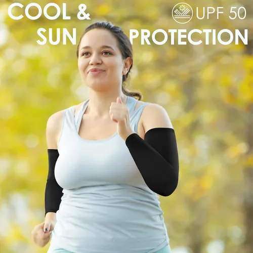 Miniatura 6 de 4 pares de mangas de compresión de gran tamaño para mujer, con protección solar UV, de seda helada, de gran tamaño, para mujer