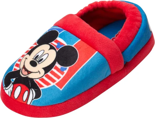 Disney Boys Mickey Mouse Slippers Cozy Plush Fuzzy Slippers Non-Slip, Non-Skid Slippers for Boys (ToddlerLittle Kid)