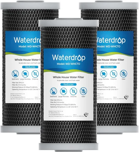 Waterdrop Whole House - Cartucho de repuesto de filtro de agua de sedimentos de carbono CTO para GE® FXHTC, GXWH40L, W10-PR, Culligan® RFC-BBSA, 10"