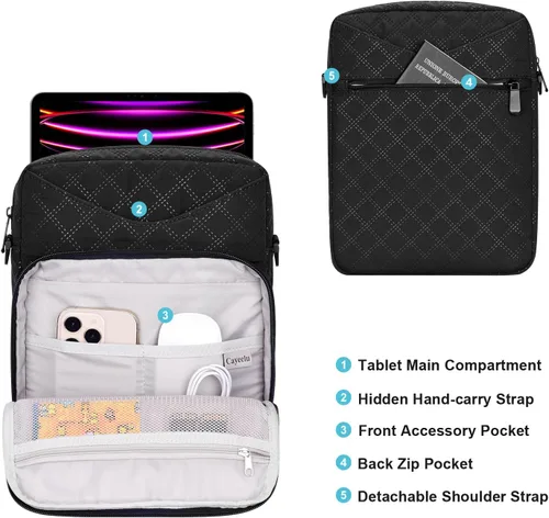 Miniatura 4 de Funda acolchada para tablet de 9 a 11 pulgadas, funda de viaje acolchada para iPad Pro de 11 pulgadas (M4), iPad 10.9 (10.9 generación), iPad Air