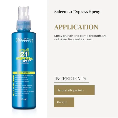 Miniatura 4 de SALERM - Mascarilla sin enjuague - Salerm 21 Express Spray - 6.4 fl oz - con proteína de seda - Repara el cabello dañado - Hidrata el cabello