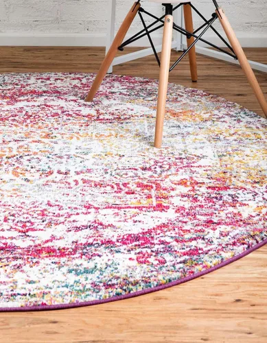 Miniatura 4 de Unique Loom Richmond Collection - Alfombra de área con medallón (7 pies 1 pulgada, redonda, multicolor y negro)