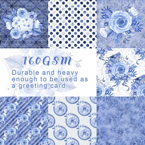Miniatura 3 de 28 hojas de papel para álbumes de recortes, papeles especiales florales para álbumes de recortes de 160 g / m², paquete de papel para manualidades