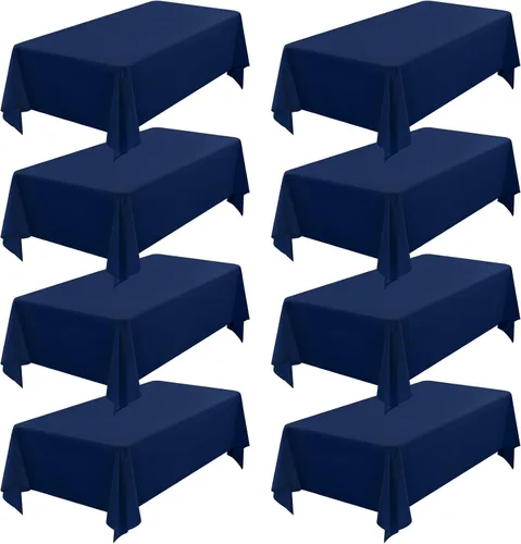 Miniatura 130 de Showgeous Paquete de 4 manteles rectangulares de poliéster de 60 x 102 pulgadas, resistentes a las arrugas, lavables, para bodas, mesas de comedor