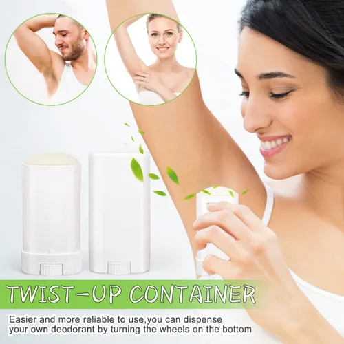 Miniatura 5 de Paquete de 50 recipientes de desodorante de muestra blanca de 0.5 oz/0.5 fl oz, recipientes de plástico vacíos ovalados para Chapstick, bálsamo