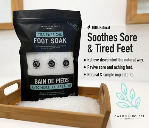 Miniatura 6 de CARON & DOUCET Aceite de árbol de té para pies con sal de Epsom y sal del mar muerto, natural, alivia el dolor y los pies cansados, ayuda a reducir