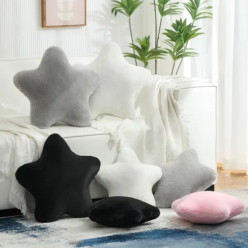 Miniatura 5 de YRXRUS Almohadas de estrella, almohada en forma de estrella negra, regalos de almohada decorativa, bonita decoración de habitación de felpa