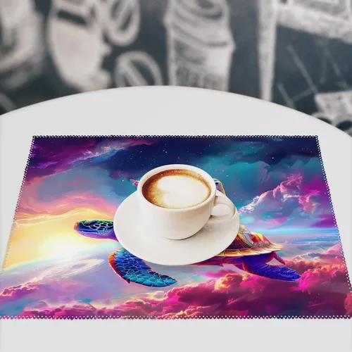 Miniatura 7 de Astronaut-Turtle Placemats Set of 6 Resistant Table Mats Washable Place Mats for Dinner Party Table Decoration