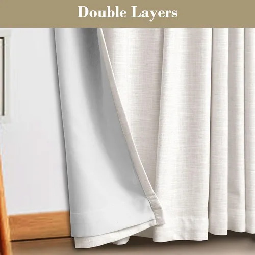 Miniatura 5 de coloelaf - Cortinas opacas para dormitorio, cortinas de lino blanco con aislamiento térmico para ventana, para sala de estar, cocina, casa de campo