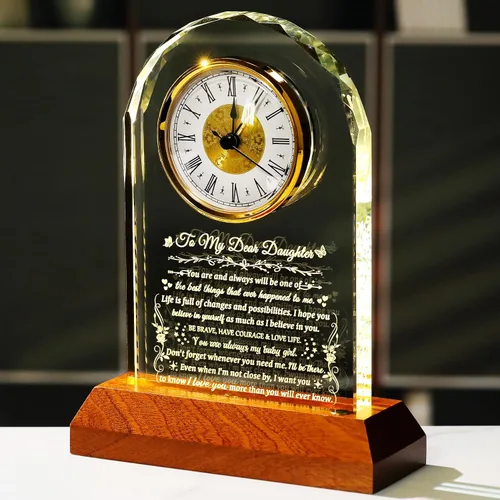 Miniatura 13 de Arikyrist Regalos para Tía de Sobrina y Sobrino con Base de Madera con Luz, Reloj de Cristal Significativo para Tía, Regalos de Cumpleaños, Regalos