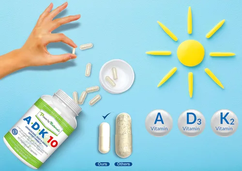 Miniatura 11 de Power By Naturals ADK 10 - Vitamina A de alta potencia, D3 10000 IU, suplemento K2 MK7 – 90 pastillas (1 unidad) para 3 meses de apoyo a la salud