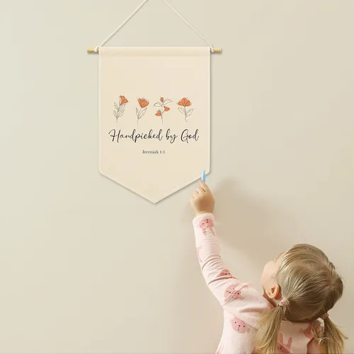 Miniatura 3 de Lienzo cristiano para guardería, escogido a mano por Dios, decoración de habitación de bebé y niños, letrero de bandera beige para colgar, arte