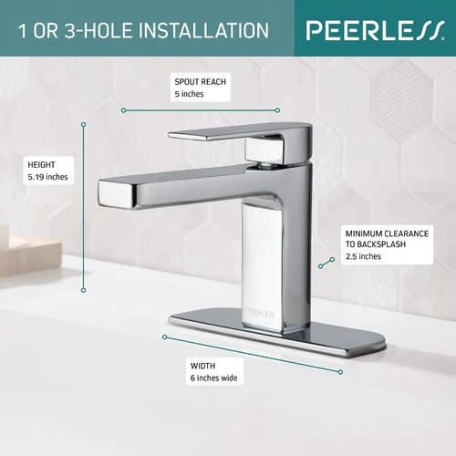 Miniatura 4 de Peerless Xander - Llave cromada de lavabo de un solo orificio para baño, con una sola manija, montaje de drenaje Mate negro