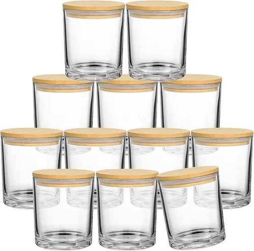 Miniatura 15 de SUPMIND Paquete de 15 Frascos de Velas de Vidrio, Recipientes para Velas Transparentes de 7oz con Tapas de Bambú y Etiquetas, Frascos de Velas