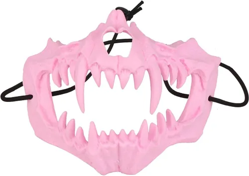 Máscaras de media cara Airsoft Máscara táctica de protección facial con malla para Halloween, Paintball, CS, Caza Rosa
