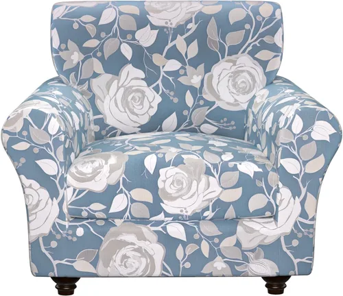 Miniatura 20 de Fundas elásticas para silla, fundas elásticas para sillón de 2 piezas, fundas de sofá lavables con diseño floral para sillón, protector de muebles