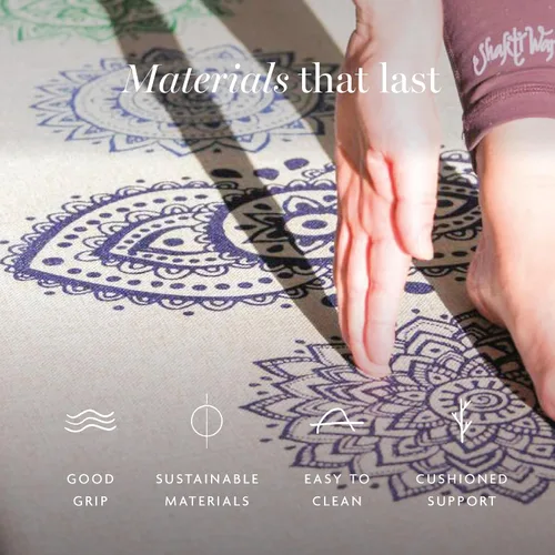 Miniatura 2 de Shakti Warrior Pro Hemp Mat – Diseñado por artista, tapete antideslizante ecológico de alta calidad, ideal para yoga regular y caliente, pilates