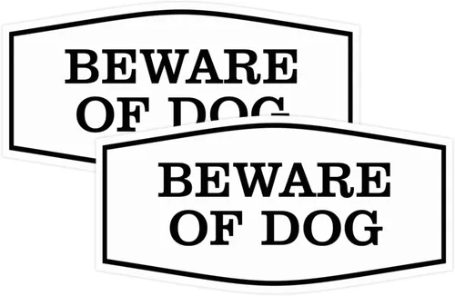 Miniatura 14 de All Quality Fancy Beware of Dog Letrero Material duradero Señales de seguridad para el hogar Fácil de instalar (negro/oro), mediano, 1 paquete