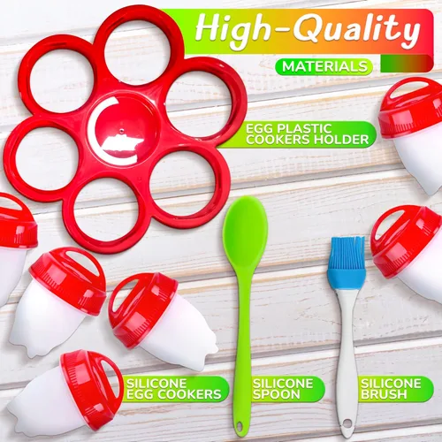 Miniatura 3 de Olla para huevos duros (juego de 6) – Molde de silicona para huevos duros en 10 – 15 minutos, juego de cápsulas para cocinar escalfadas sin cáscara