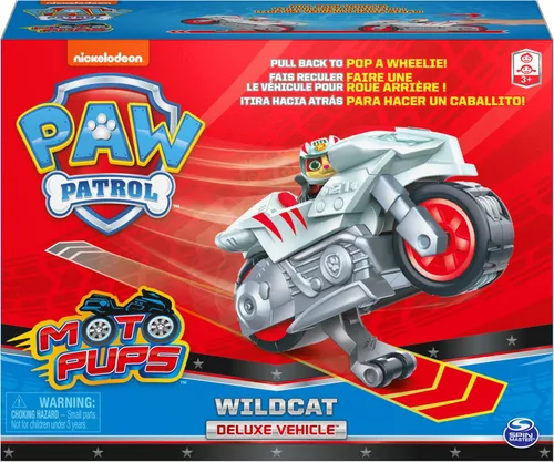 Miniatura 2 de PAW Patrol, Moto Pups Moto Deluxe de Wildcat, vehículo de motocicleta de tracción que hace piruetas y figura de juguete Gato montés