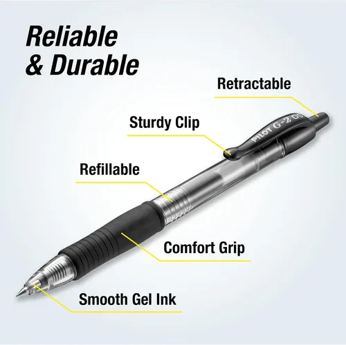 Miniatura 4 de Bolígrafos Pilot G2 Premium de Gel, Punta Extra Fina de 0.5 mm, Bolígrafos de Gel de Tinta Negra, Paquete de 12 - Ideal para Escuela, Diario