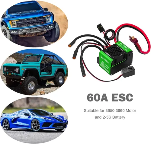 Miniatura 3 de GOUPRC 60A sin escobillas RC ESC 2-3S Controlador de velocidad eléctrico impermeable para 1/10 Escala Accesorios RC Truck Off-Road Car