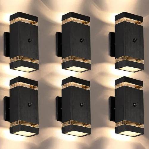Miniatura 12 de Luces de pared para exteriores del atardecer al amanecer, 2 unidades, modernas luces de porche al aire libre con bombillas, luz exterior cilíndrica