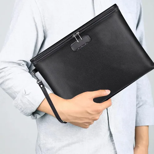 Miniatura 6 de Bolsa de documentos ignífuga con cerradura, 14.3 x 10.2 pulgadas, bolsa de dinero ignífuga e impermeable con cierre de cremallera, bolsa