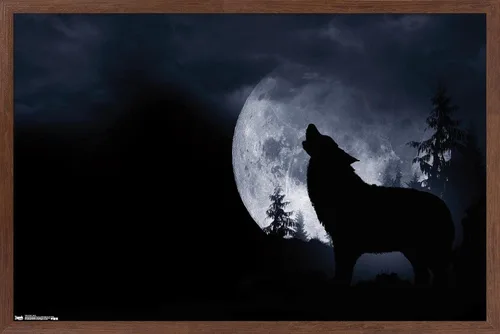 Miniatura 10 de Trends International Póster de pared de lobo - aullido, 14.725 x 22.375 pulgadas, versión enmarcada de madera de granero