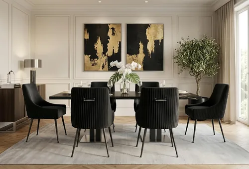 Miniatura 7 de Juego de 2 sillas de comedor de terciopelo, sillas tapizadas beige para sala de estar con patas de metal negro, sillas decorativas modernas