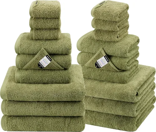 Miniatura 30 de SEMAXE - Juego de toallas de baño amarillas, 2 toallas de baño de lujo, 2 toallas de mano, 4 toallas faciales 100% algodón con bucles para colgar