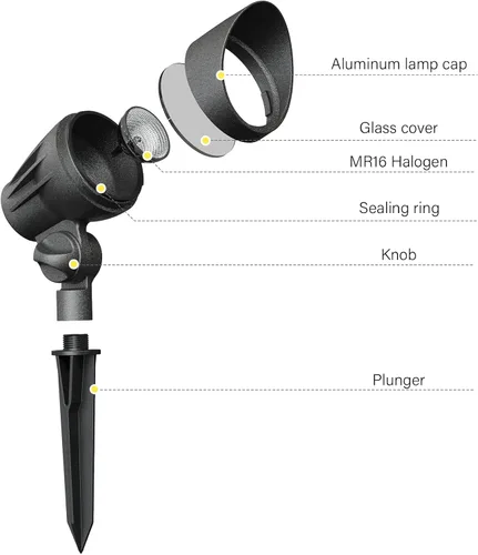 Miniatura 5 de Luz de paisaje de bajo voltaje para exteriores, focos halógenos de 50 W, luces de inundación de 12 voltios, 3000 K, blanco cálido con conector
