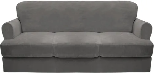 Miniatura 33 de CUCRAF Funda para sofá con cojines de 3 piezas, fundas deslizantes de terciopelo suave y grueso para sofá de la sala de estar, protector de muebles