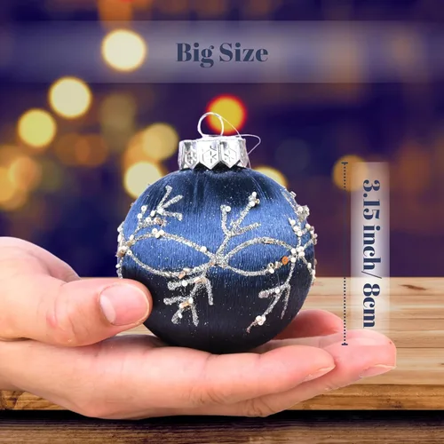 Miniatura 3 de Bolas de Navidad Azul Marino Adornos - Paquete de 15 Adornos de Árbol de Navidad de Lujo No Se Astillan - Juego de Bombillas de Navidad de Satén