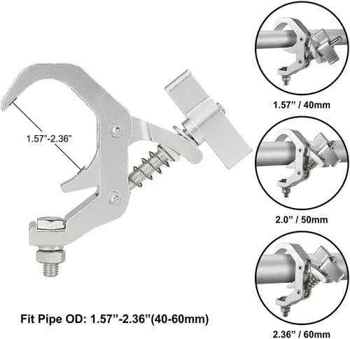 Miniatura 2 de Abrazadera Pro Truss de 1.57 a 2.36 pulgadas, paquete de 4 abrazaderas de iluminación Olaalite para escenario, resistentes, 330 libras, ajuste