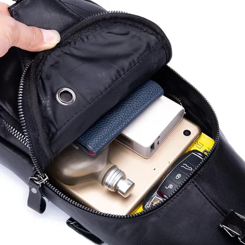 Miniatura 56 de LUKZIJAES Bolso bandolera de cuero genuino para hombre