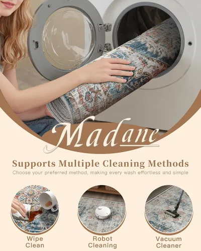 Miniatura 226 de Madane Tapete lavable de 2 x 10 pies para pasillo, cocina, recibidor, clásico, suave, antideslizante para interiores, casa de campo, baño, sala