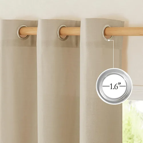 Miniatura 2 de NICETOWN - Cortinas de lino angora para ventana de cocina sobre el fregadero, con ojales, lino grueso angora, tratamientos cortos para ventanas
