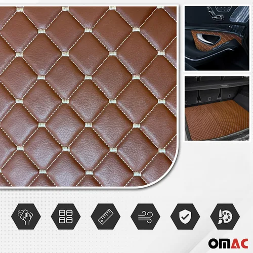 Miniatura 2 de OMAC Tapicería de piel sintética marrón en relieve para automóvil, 1 yarda x 1.5 yardas