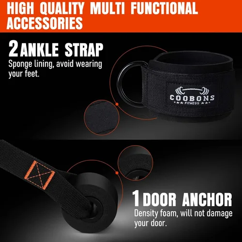 Miniatura 4 de Resistance Bands with Handles, 175lb Exercise Bands for Working Out, Fitness Bands, Workout Bands with Door Anchor and Ankle Straps, Physical