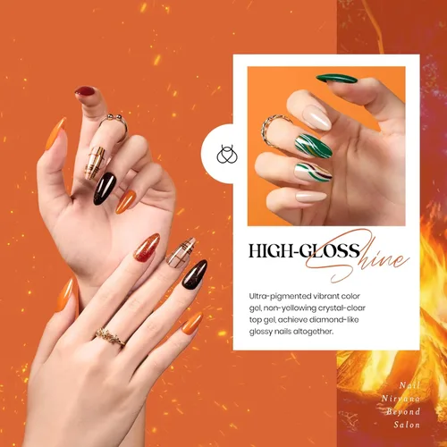 Miniatura 4 de Beetles - Juego de esmaltes de uñas de gel, 20 colores, colección Cozy Campfire Shade, juego de esmaltes de gel naranja, amarillo, verde, marrón