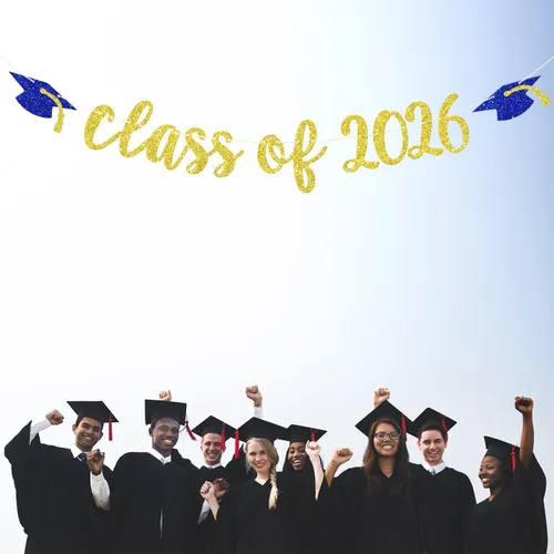 Miniatura 6 de Banner de la clase de 2026 – Cartel de graduación 2026, felicitaciones graduadas, decoraciones de fiesta de graduación de escuela