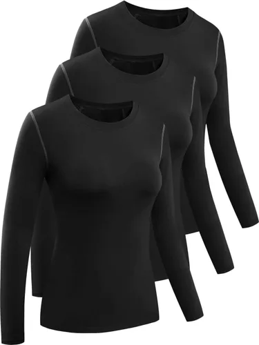 Miniatura 78 de CADMUS Paquete de 1 o 3 camisetas de entrenamiento de manga larga para mujer, camiseta de compresión de ajuste seco para correr