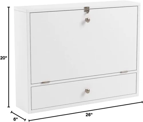 Miniatura 15 de SEI Furniture Willingham - Escritorio plegable para montaje en pared, color blanco