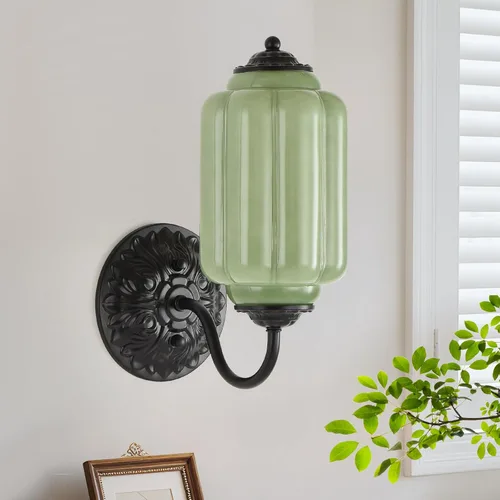 Miniatura 15 de Aplique de pared vintage, lámpara de vidrio de leche blanca, aplique de pared antiguo Art Deco de 5.5 pulgadas para dormitorio, baño, sala de estar