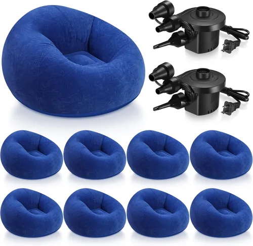 Miniatura 19 de Realspring 6, 9, 12 piezas de puf inflables para adultos con bomba de aire eléctrica, sofá plegable portátil inflable para acampar nocturno de cine