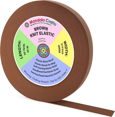 Miniatura 140 de Mandala Crafts Carrete de bandas elásticas anchas de 1/2 pulgada color beige para cinturas de pantalones, costura y manualidades DIY, 88 yardas