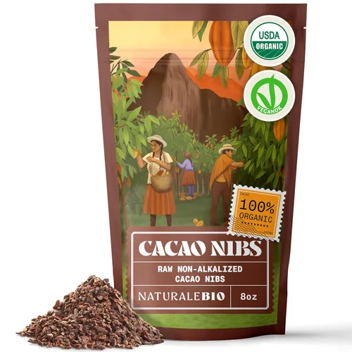 Miniatura 12 de NaturaleBio Cacao en polvo orgánico de 35 onzas. Sin azúcar, no alcalinizado y puro. Sustituto de cacao en polvo con rico sabor a chocolate negro.