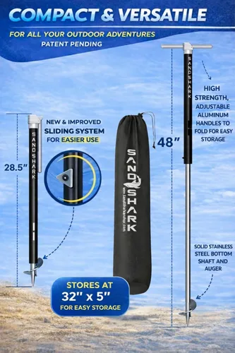 Miniatura 2 de Ancla SandShark - Ancla de tornillo premium para barco, ancla para barco de pontón, poste de ancla para agua poco profunda de acero inoxidable