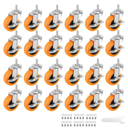 Miniatura 15 de Ruedas giratorias, juego de 4 ruedas giratorias de bloqueo de 3 pulgadas, 3/8-16 x 1 (diámetro del tornillo 3/8 pulgadas, longitud 1 pulgada)